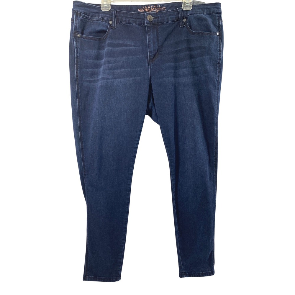 Melissa McCarthy Seven7 Jeans Womens 20W Skinny Dark Wash Stretch Denim Blue
